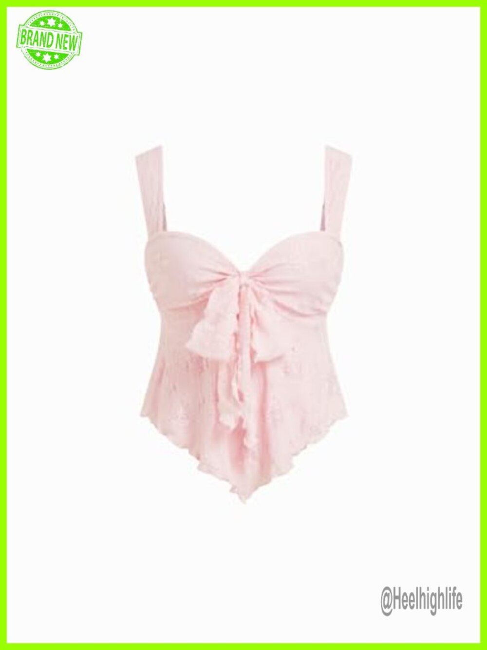 Lace Mesh Floral Babydoll Tank Top Cute Bow Tie Front Women's Sleeveless Crop